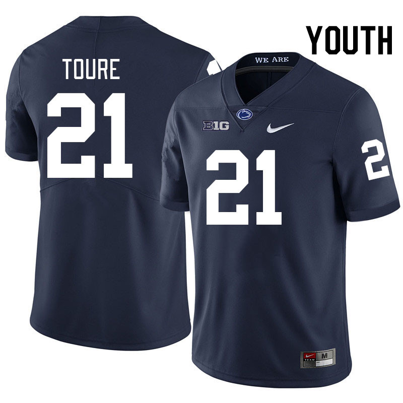 Youth #21 Vaboue Toure Penn State Nittany Lions College Football Jerseys Stitched-Navy